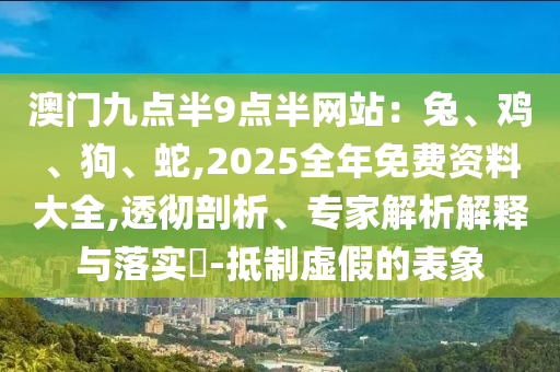 澳門九點(diǎn)半9點(diǎn)半網(wǎng)站：兔、雞、狗、蛇,2025全年免費(fèi)資料大全,透徹剖析、專家解析解釋與落實(shí)?-抵制虛假的表象